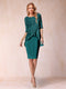 Sheath/Column Scoop Half Sleeves 2 Pieces Mother of the Bride Dress with Applique