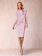 Sheath/Column Scoop Half Sleeves 2 Pieces Mother of the Bride Dress with Applique