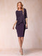 Sheath/Column Scoop Half Sleeves 2 Pieces Mother of the Bride Dress with Applique