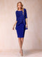 Sheath/Column Scoop Half Sleeves 2 Pieces Mother of the Bride Dress with Applique