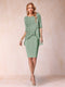 Sheath/Column Scoop Half Sleeves 2 Pieces Mother of the Bride Dress with Applique