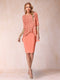 Sheath/Column Scoop Half Sleeves 2 Pieces Mother of the Bride Dress with Applique