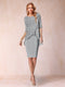 Sheath/Column Scoop Half Sleeves 2 Pieces Mother of the Bride Dress with Applique