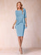 Sheath/Column Scoop Half Sleeves 2 Pieces Mother of the Bride Dress with Applique