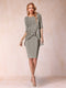 Sheath/Column Scoop Half Sleeves 2 Pieces Mother of the Bride Dress with Applique