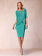 Sheath/Column Scoop Half Sleeves 2 Pieces Mother of the Bride Dress with Applique
