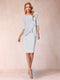 Sheath/Column Scoop Half Sleeves 2 Pieces Mother of the Bride Dress with Applique