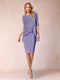 Sheath/Column Scoop Half Sleeves 2 Pieces Mother of the Bride Dress with Applique