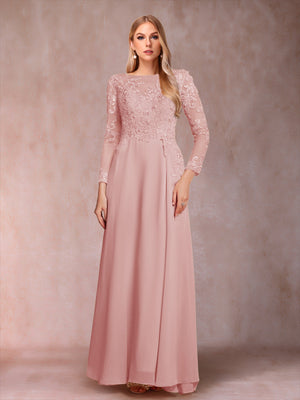 A-Line/Princess Scoop Long Sleeves Mother of the Bride Dresses with Applique