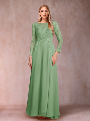 A-Line/Princess Scoop Long Sleeves Mother of the Bride Dresses with Applique