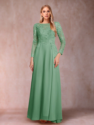 A-Line/Princess Scoop Long Sleeves Mother of the Bride Dresses with Applique