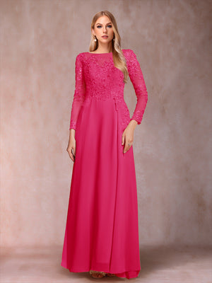 A-Line/Princess Scoop Long Sleeves Mother of the Bride Dresses with Applique