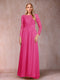 A-Line/Princess Scoop Long Sleeves Mother of the Bride Dresses with Applique
