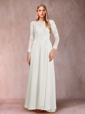 A-Line/Princess Scoop Long Sleeves Mother of the Bride Dresses with Applique