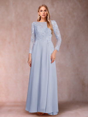 A-Line/Princess Scoop Long Sleeves Mother of the Bride Dresses with Applique