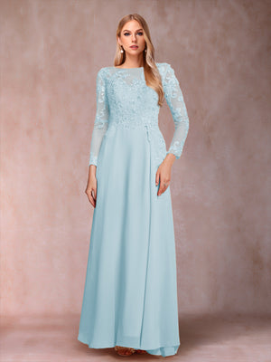 A-Line/Princess Scoop Long Sleeves Mother of the Bride Dresses with Applique