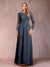 A-Line/Princess Scoop Long Sleeves Mother of the Bride Dresses with Applique