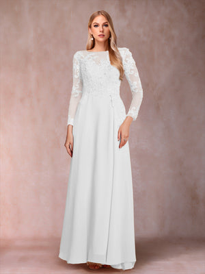 A-Line/Princess Scoop Long Sleeves Mother of the Bride Dresses with Applique
