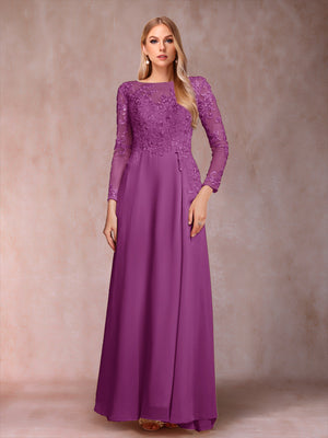 A-Line/Princess Scoop Long Sleeves Mother of the Bride Dresses with Applique