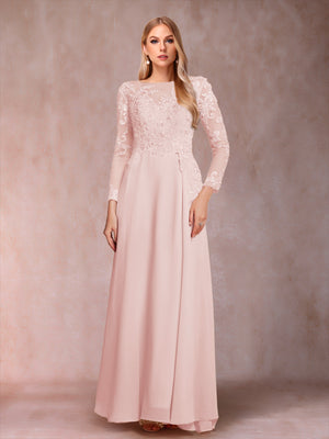 A-Line/Princess Scoop Long Sleeves Mother of the Bride Dresses with Applique