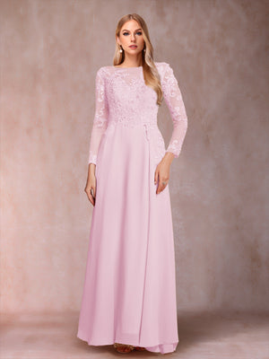 A-Line/Princess Scoop Long Sleeves Mother of the Bride Dresses with Applique