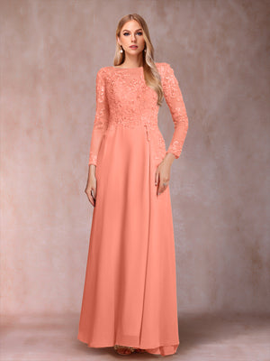 A-Line/Princess Scoop Long Sleeves Mother of the Bride Dresses with Applique