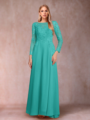 A-Line/Princess Scoop Long Sleeves Mother of the Bride Dresses with Applique