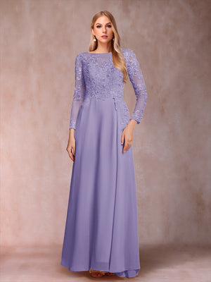 A-Line/Princess Scoop Long Sleeves Mother of the Bride Dresses with Applique