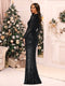 Sheath/Column V-Neck Long Sleeves Christmas Dresses with Split Side