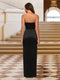 Sheath/Column Strapless Sleeveless Christmas Dresses with Split Side