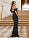 Sheath/Column Off-the-Shoulder Short Sleeves Evening Dresses with Split Side