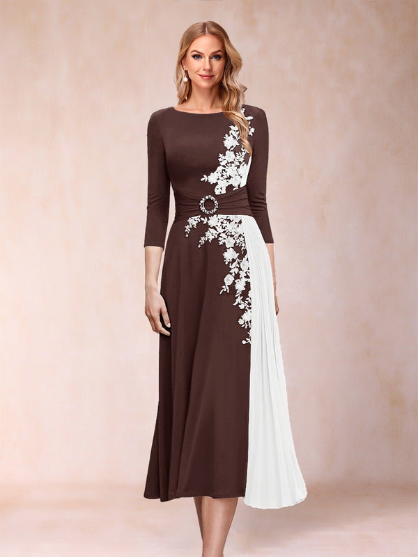 A-Line/Princess Scoop 3/4 Sleeves Mother of the Bride Dresses with Applique