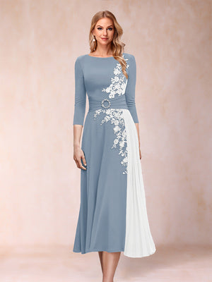 A-Line/Princess Scoop 3/4 Sleeves Mother of the Bride Dresses with Applique