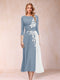 A-Line/Princess Scoop 3/4 Sleeves Mother of the Bride Dresses with Applique