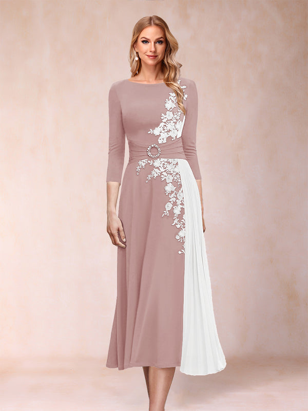 A-Line/Princess Scoop 3/4 Sleeves Mother of the Bride Dresses with Applique