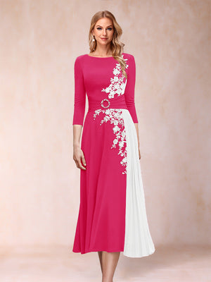 A-Line/Princess Scoop 3/4 Sleeves Mother of the Bride Dresses with Applique