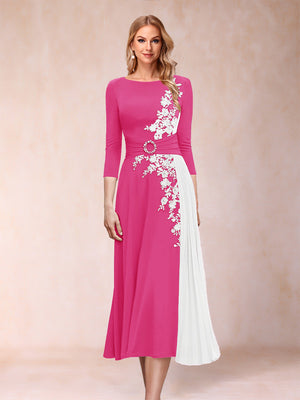 A-Line/Princess Scoop 3/4 Sleeves Mother of the Bride Dresses with Applique