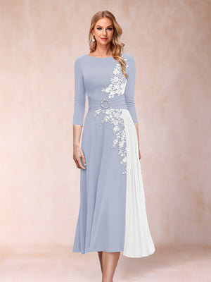 A-Line/Princess Scoop 3/4 Sleeves Mother of the Bride Dresses with Applique