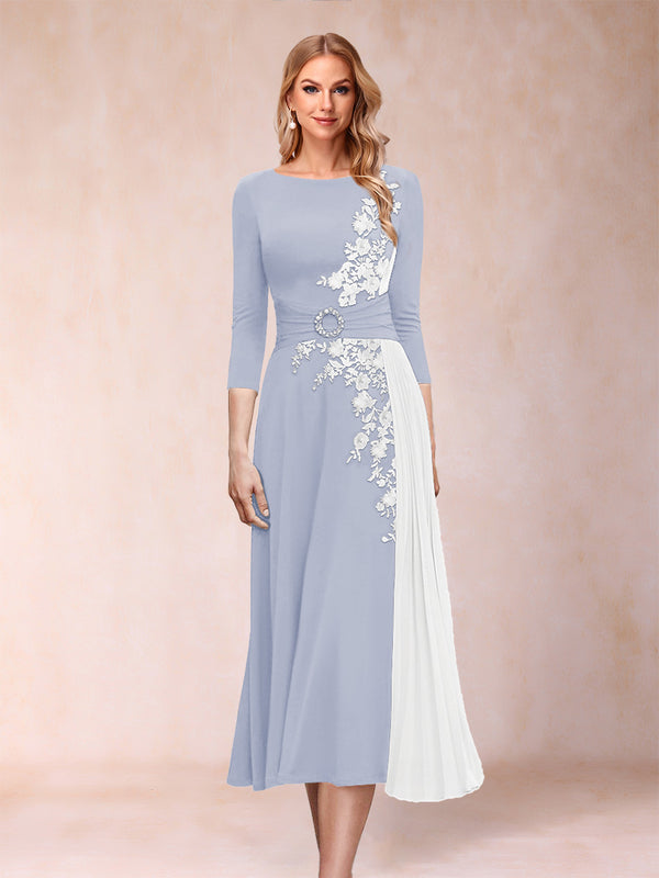 A-Line/Princess Scoop 3/4 Sleeves Mother of the Bride Dresses with Applique