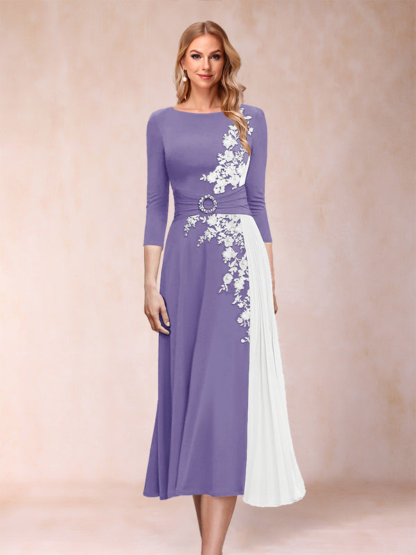 A-Line/Princess Scoop 3/4 Sleeves Mother of the Bride Dresses with Applique