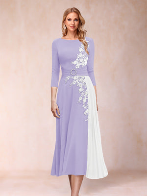 A-Line/Princess Scoop 3/4 Sleeves Mother of the Bride Dresses with Applique
