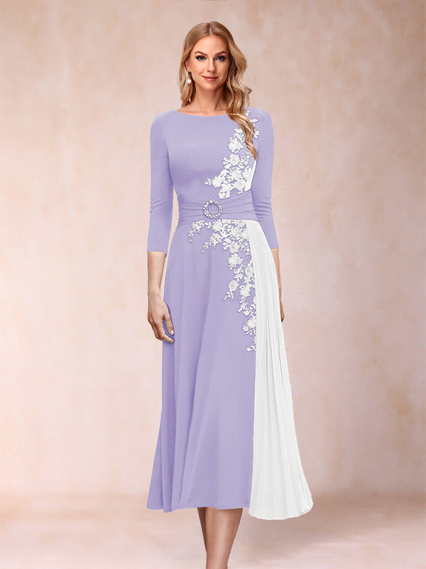 A-Line/Princess Scoop 3/4 Sleeves Mother of the Bride Dresses with Applique