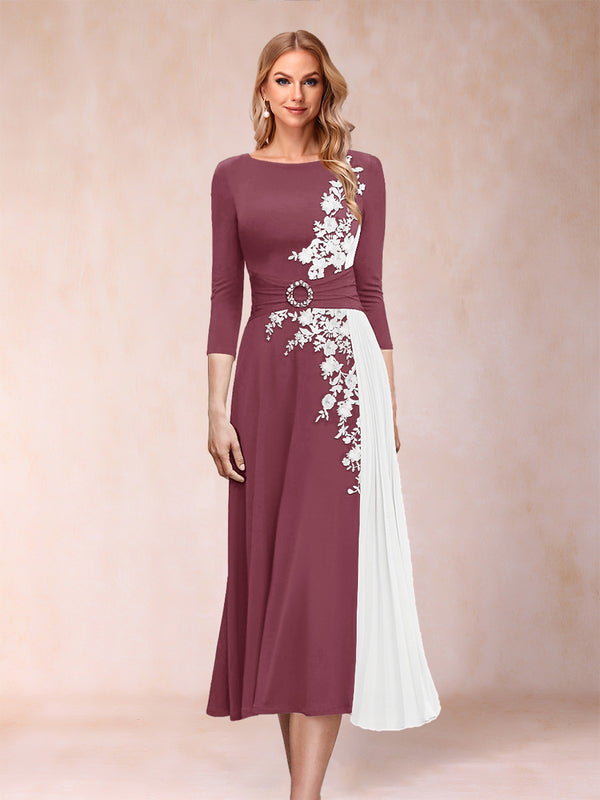 A-Line/Princess Scoop 3/4 Sleeves Mother of the Bride Dresses with Applique