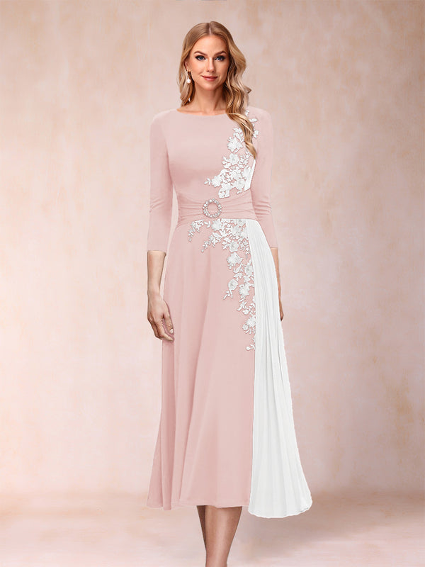 A-Line/Princess Scoop 3/4 Sleeves Mother of the Bride Dresses with Applique