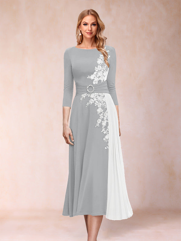 A-Line/Princess Scoop 3/4 Sleeves Mother of the Bride Dresses with Applique