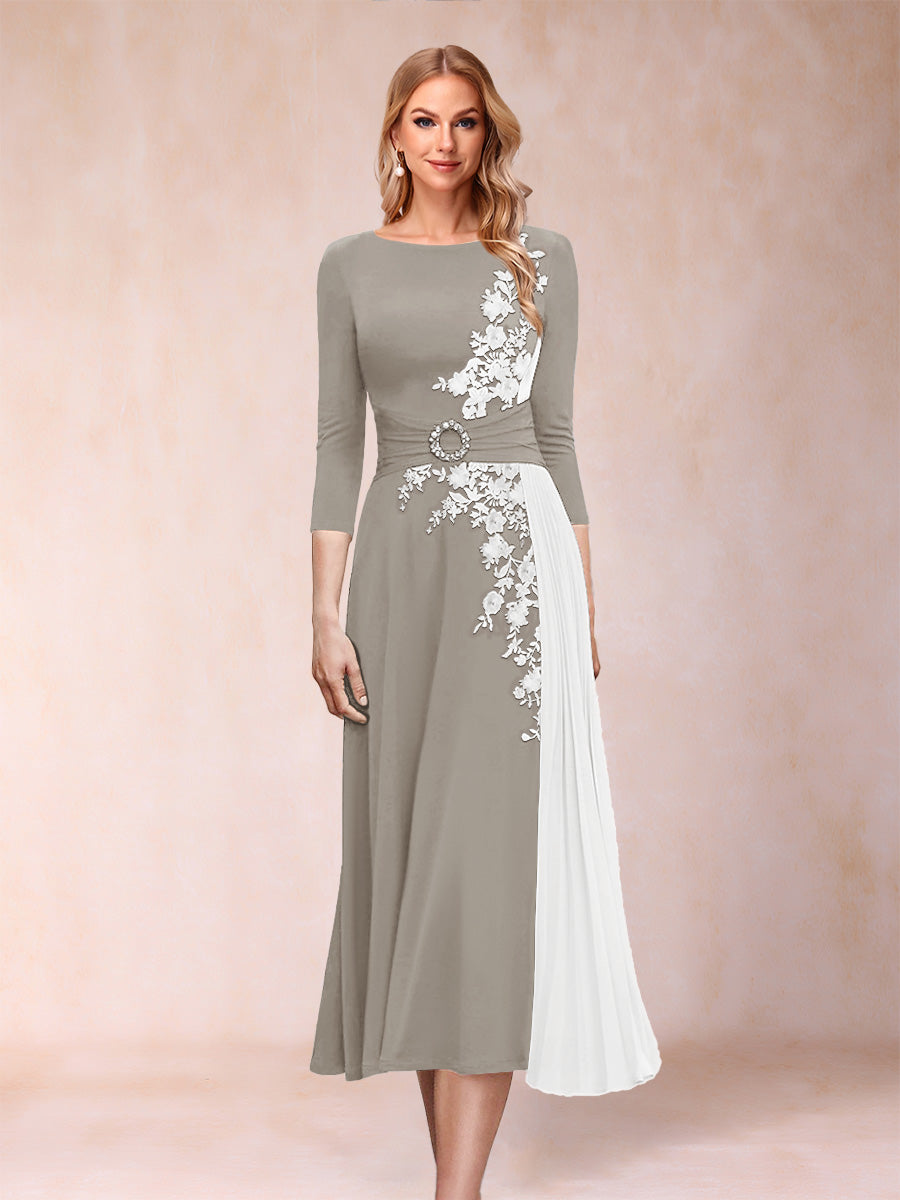 A-Line/Princess Scoop 3/4 Sleeves Mother of the Bride Dresses with Applique
