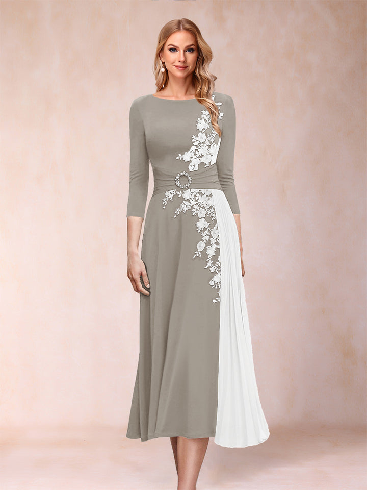 A-Line/Princess Scoop 3/4 Sleeves Mother of the Bride Dresses with Applique