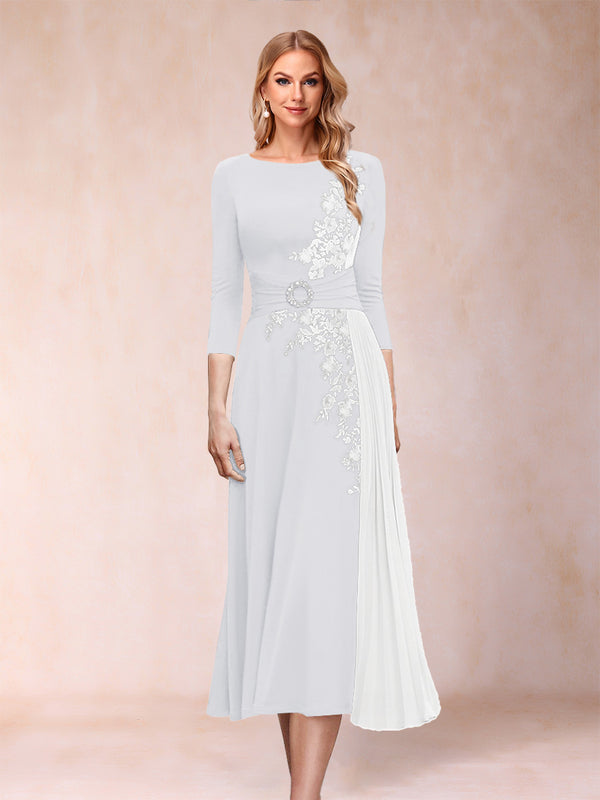 A-Line/Princess Scoop 3/4 Sleeves Mother of the Bride Dresses with Applique