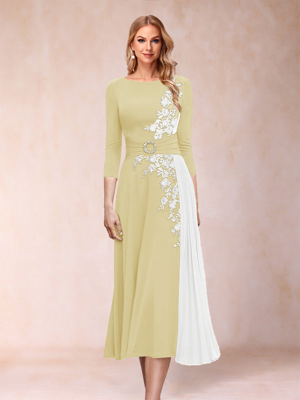 A-Line/Princess Scoop 3/4 Sleeves Mother of the Bride Dresses with Applique
