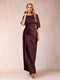 Sheath/Column Scoop Half Sleeves Mother of the Bride Dresses with Ruched
